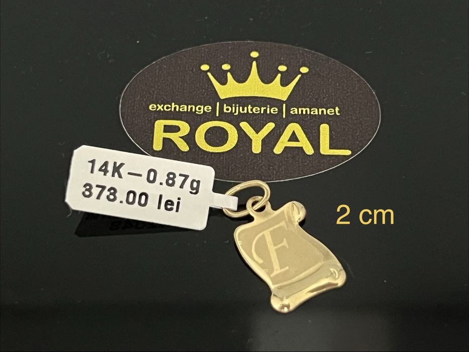 Bijuteria Royal CB : Pandant aur 14k initiala F 0,87 grame