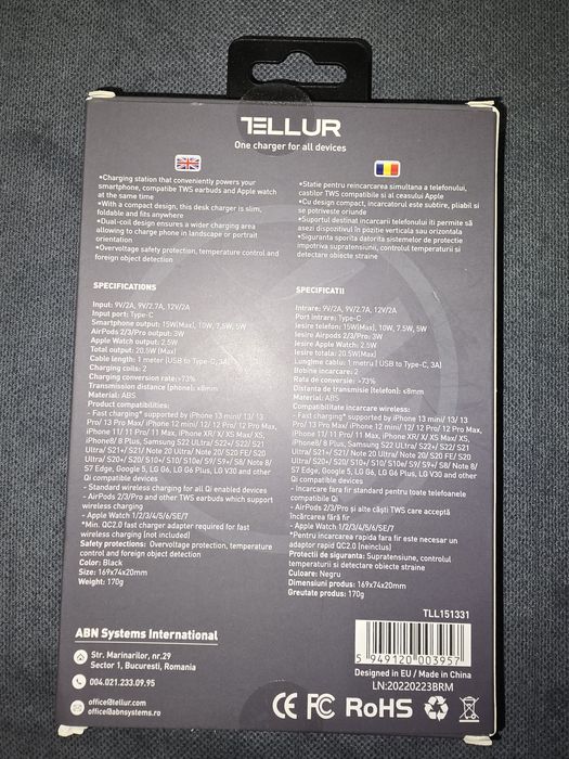 Vând 3 in 1 desk charger Tellur nou cu etichetă