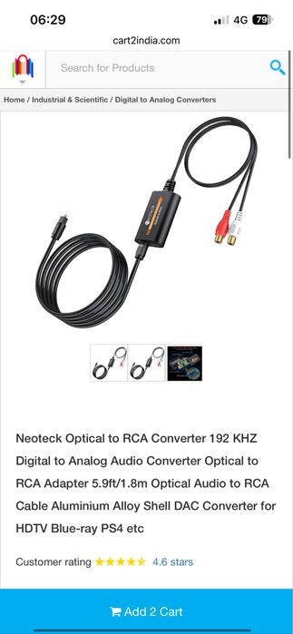 Cablu convertor audio optic rca