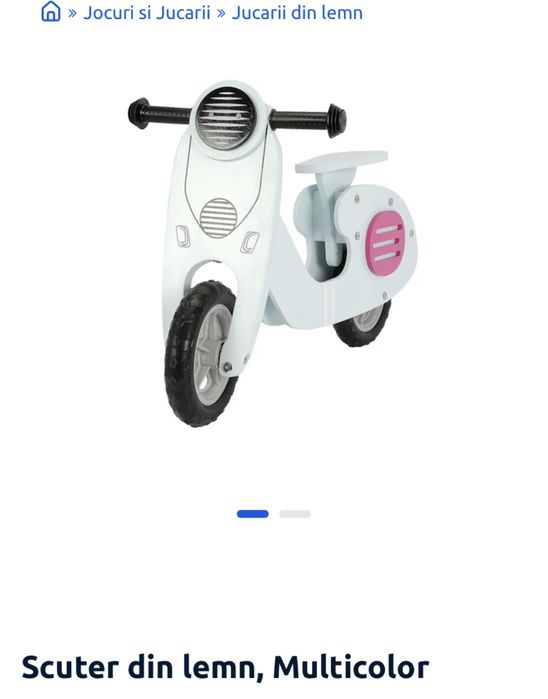 Scooter nou la cutie din lemn