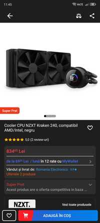 Cooler CPU NZXT Kraken 240 compatibil AMD intel apa i9AIO display oled