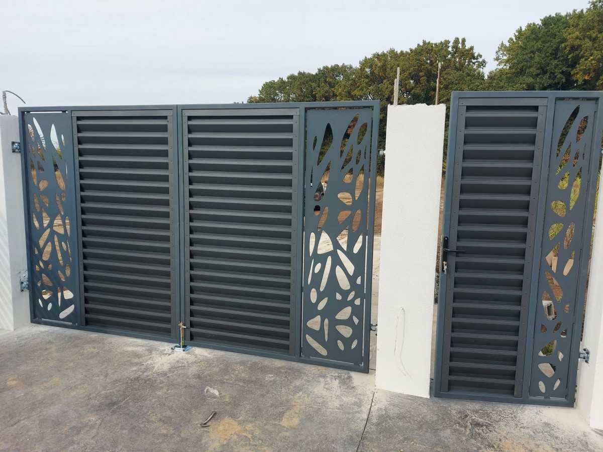 Porti,gard din metal rectangul.,fier forjat,tip jaluzea,tabla decupata