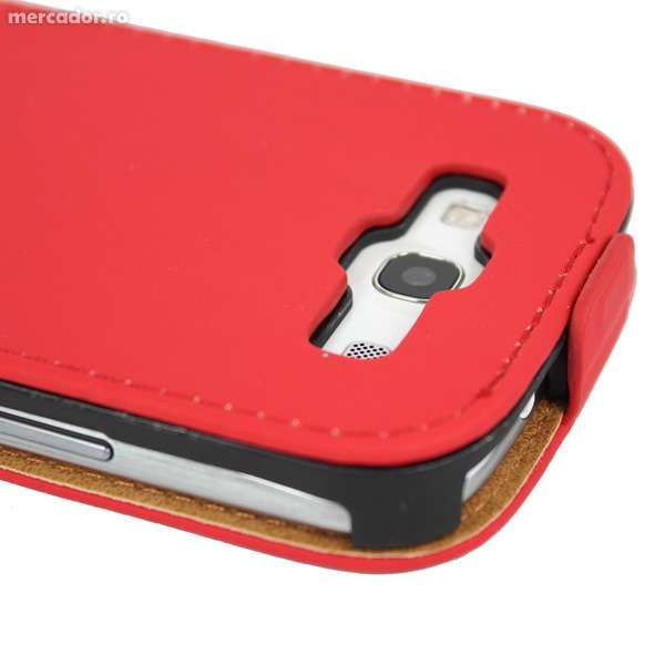 Husa Eleganta TOC PIELE FLIP ROSU RED Samsung Galaxy S3 i9300 + Folie