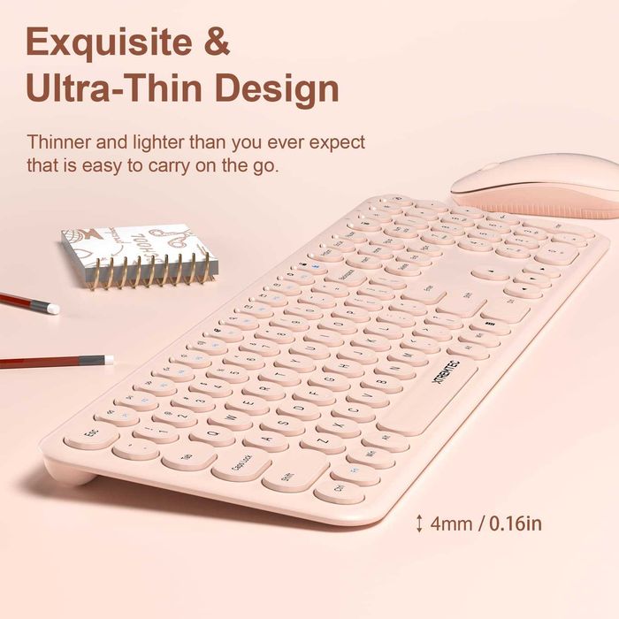 Tastatură și mouse fără fir, XTREMTEC 2.4G ultra subțire cu USB