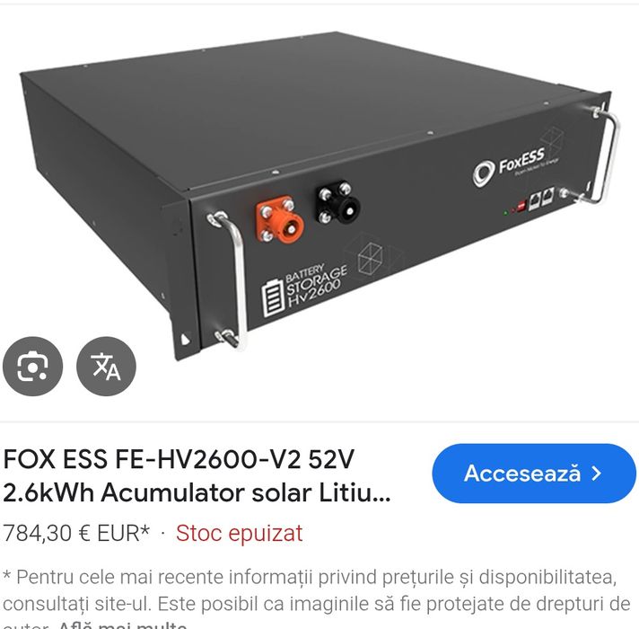 Baterie, acumulator solar fox ess