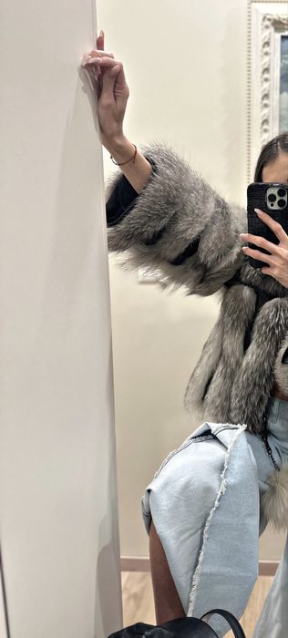 Палто естествен косъм grey