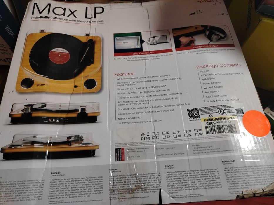Pick-up ION Audio MAX LP - USB, difuzoare incorporate, iesire casti