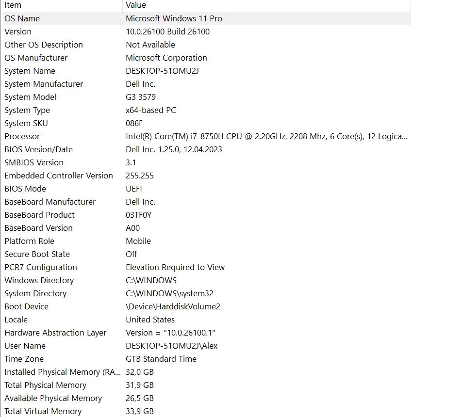Laptop Dell Gaming i7