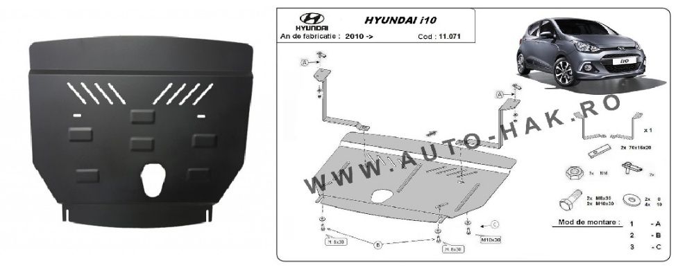 Scut motor metalic otel 2-3mm Hyundai Accent, Tucson, Santa-Fe,i10,i20