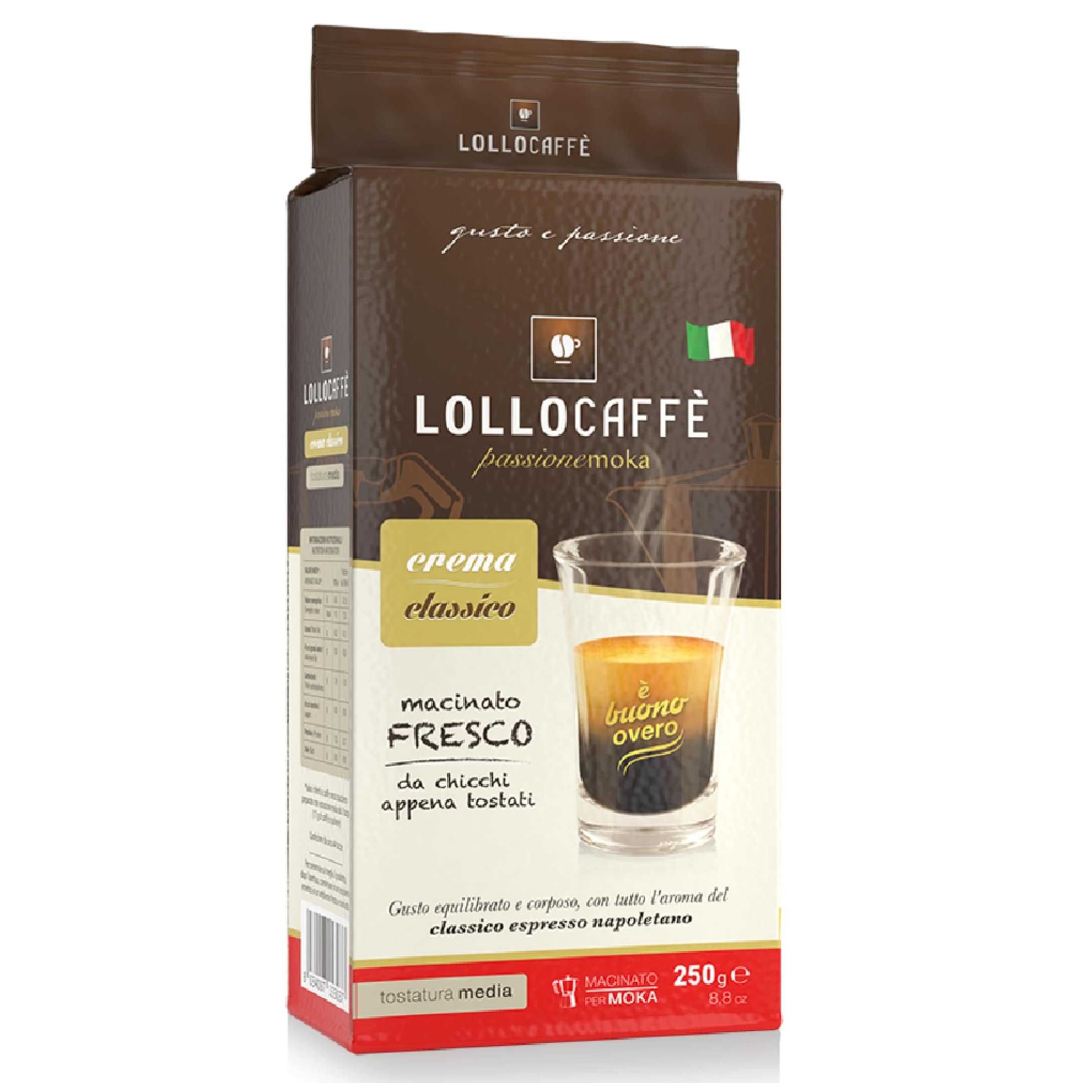 кафе LOLLOCAFFE Crema Classico мляно вакуум 250гр внос Италия