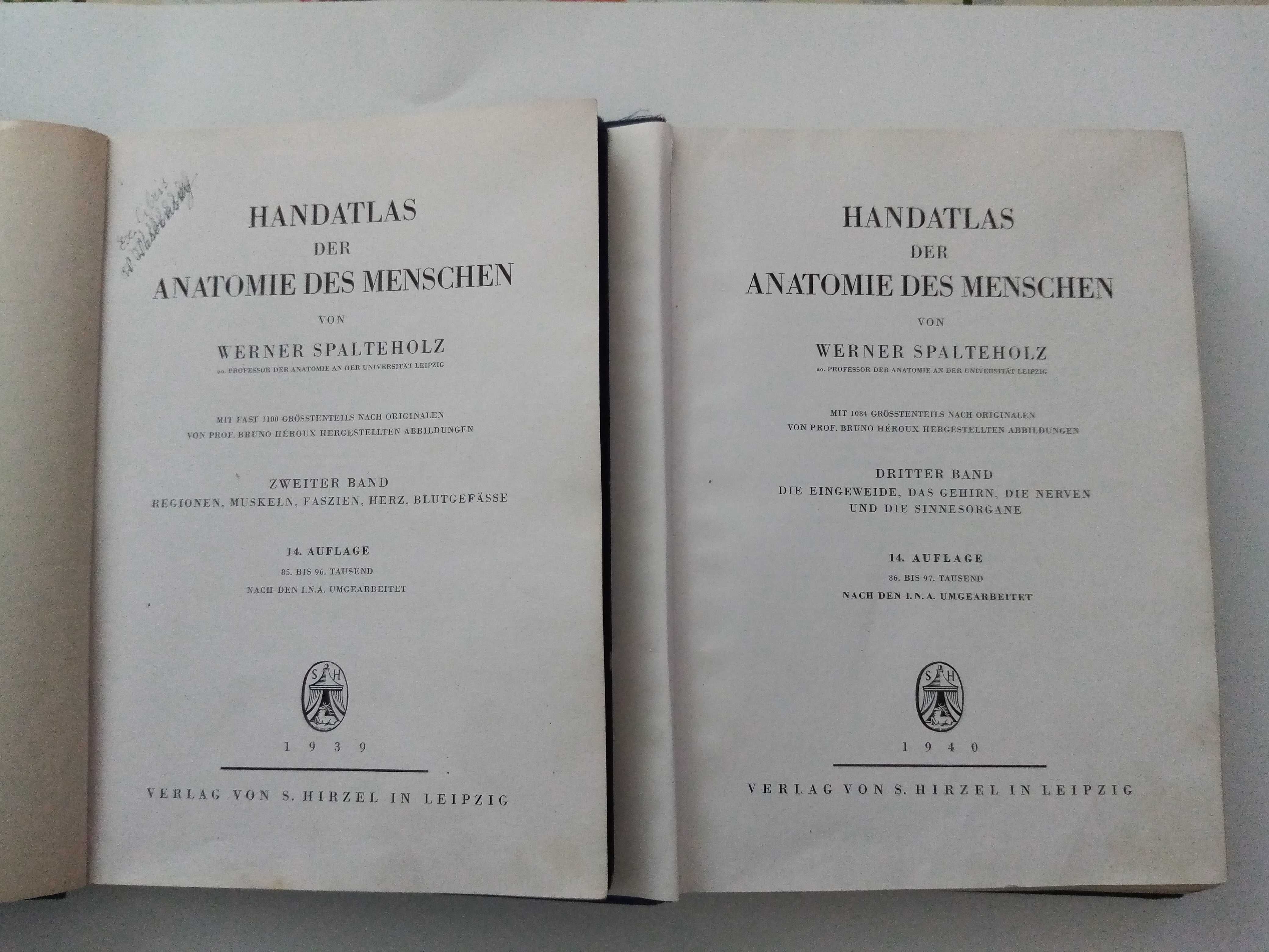 Атласи по анатомия на немски ез. 2 и3том 1939 и 1940г.Патол.анатомия.