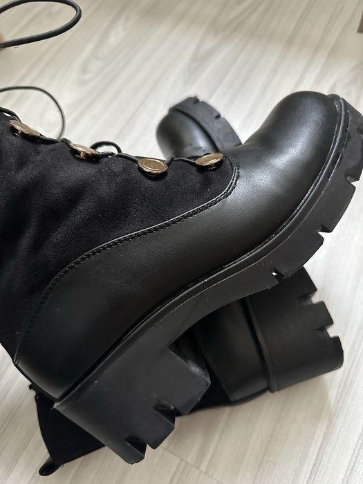 Дамски боти кожа и велур