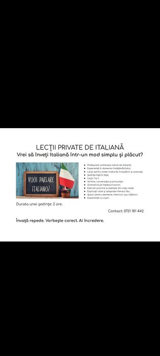 Lecții private de limba italiană