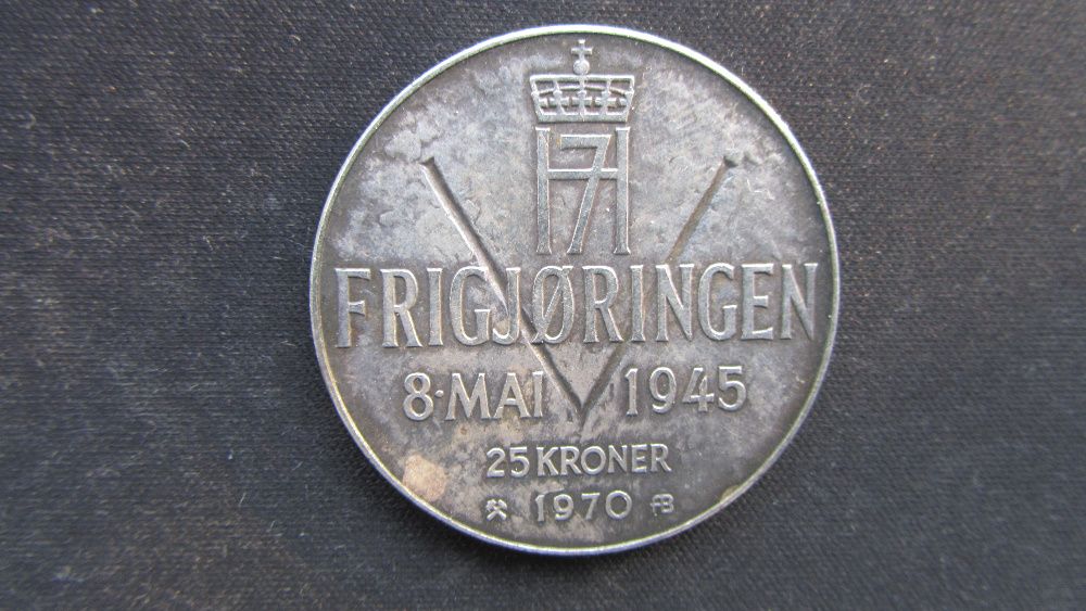 Moneda argint 25 Kroner 1970
