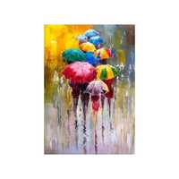 100см!Картина "Шарени чадъри в дъжда"