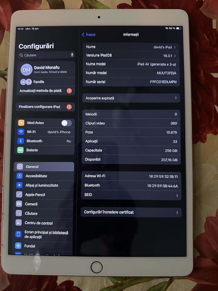 iPad air 3 256GB 10.5inch rose gold