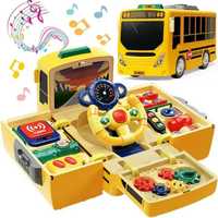 Autobuz scolar transformabil cu sunete si lumini,simulare a condusului