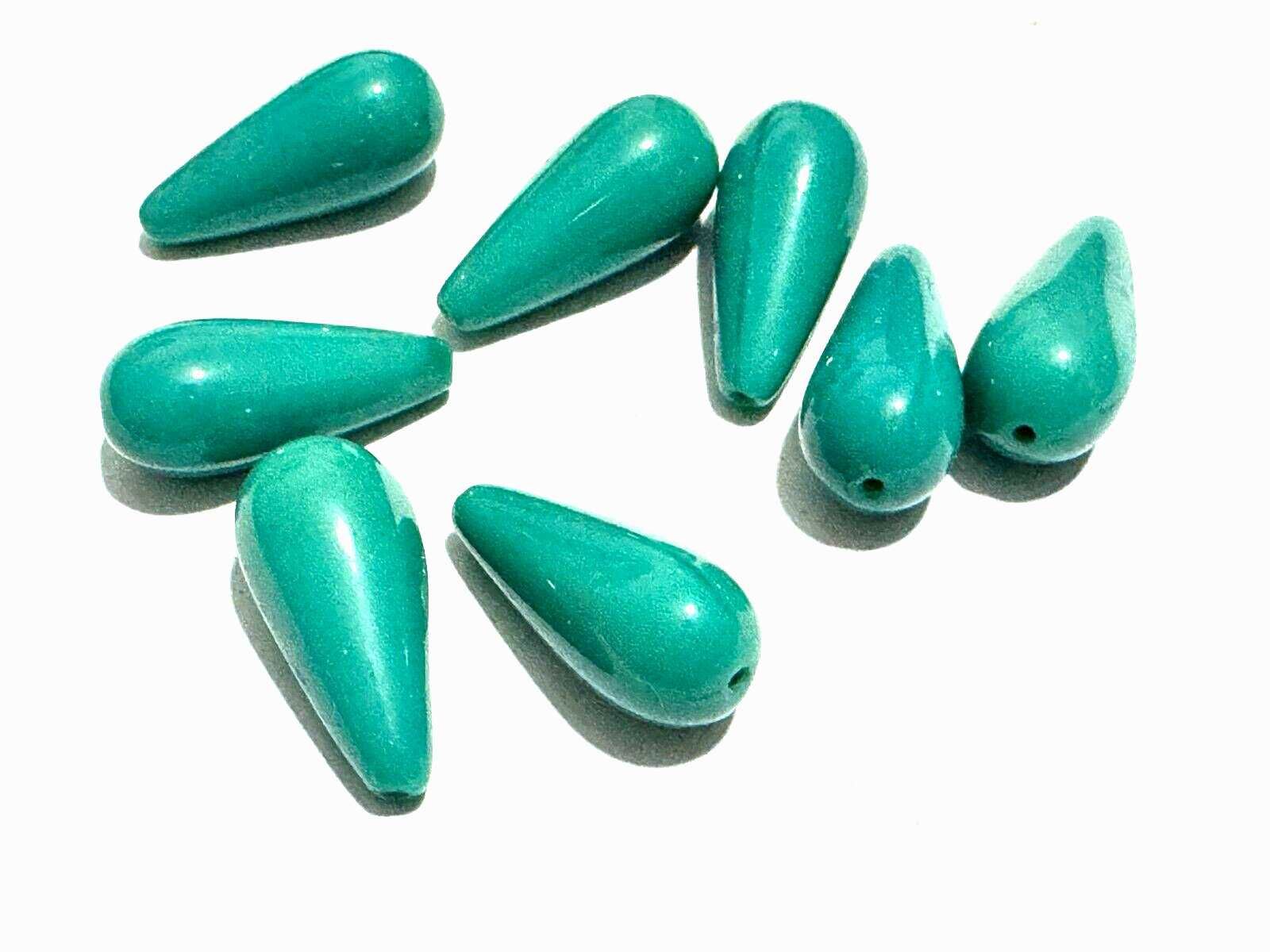 Margele, perle, "Lacrima", pastă de sticlă verde aquamarine (100 buc)