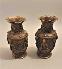 Pereche de vaze vintage din bronz, H 15 cm, 700 gr buc