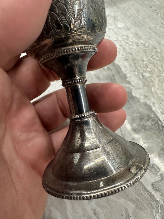 Красива Сребърна чаша потир. С ниело. 925