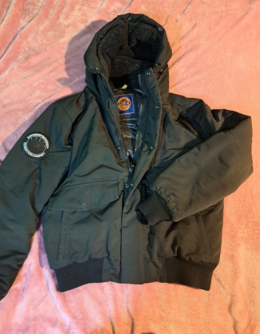 Оригинално Дебело Зимно Черно Мъжко Яке Superdry Everest