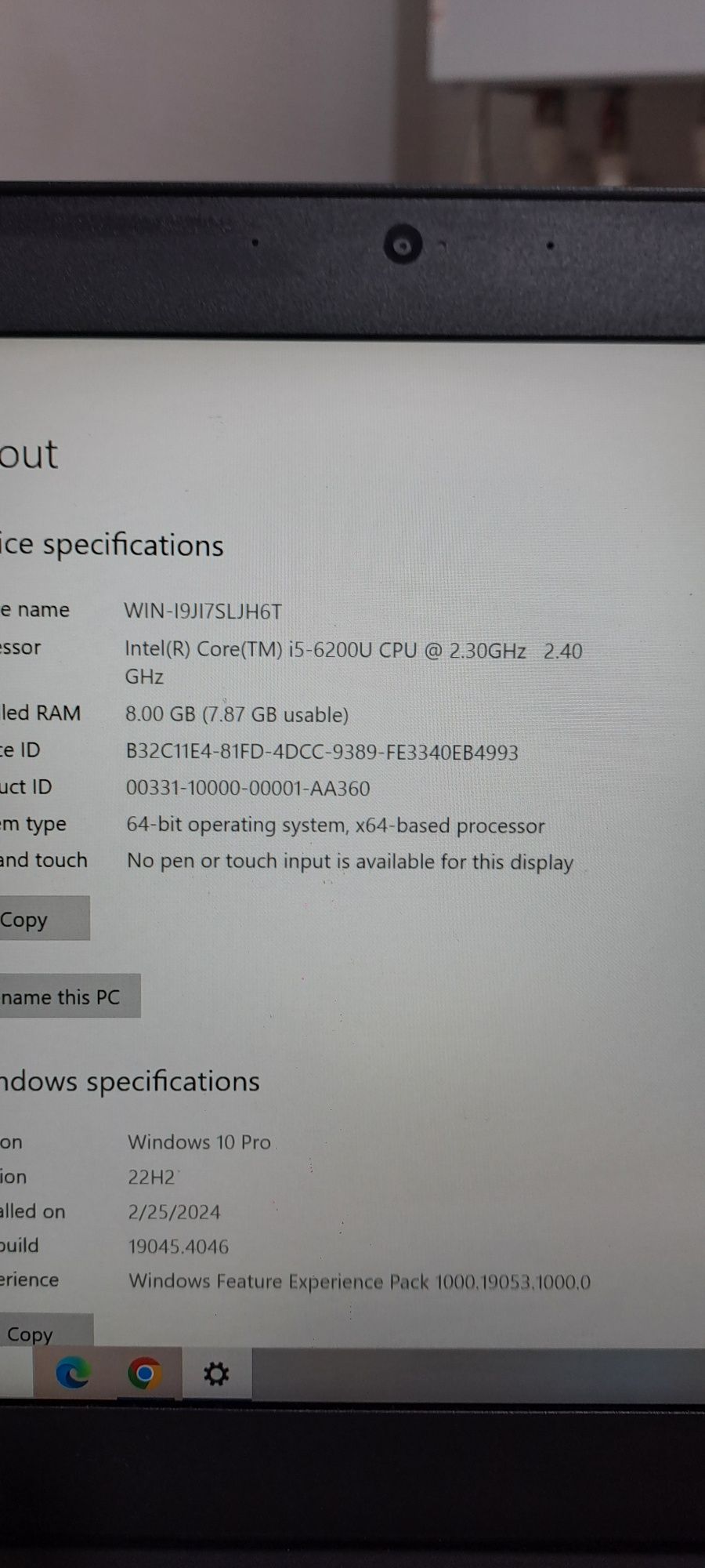 Laptop Lenovo thinkpad T460 : i5 gen 6 / 8 gb ram / ssd