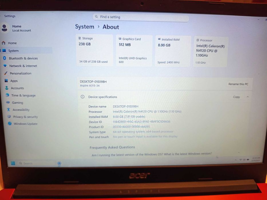 Laptop Acer Aspire 3