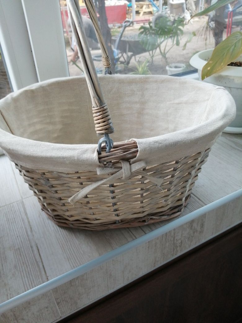 Плетена кошница с дръжка, панер, 40 см, декорация