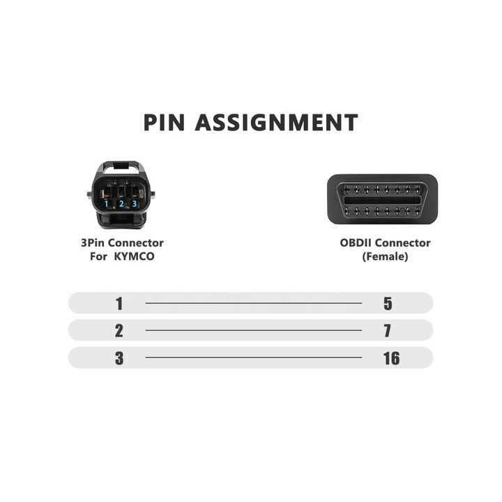 3PIN към OBD2 Адаптер Кабел за Мотоциклети KYMCO