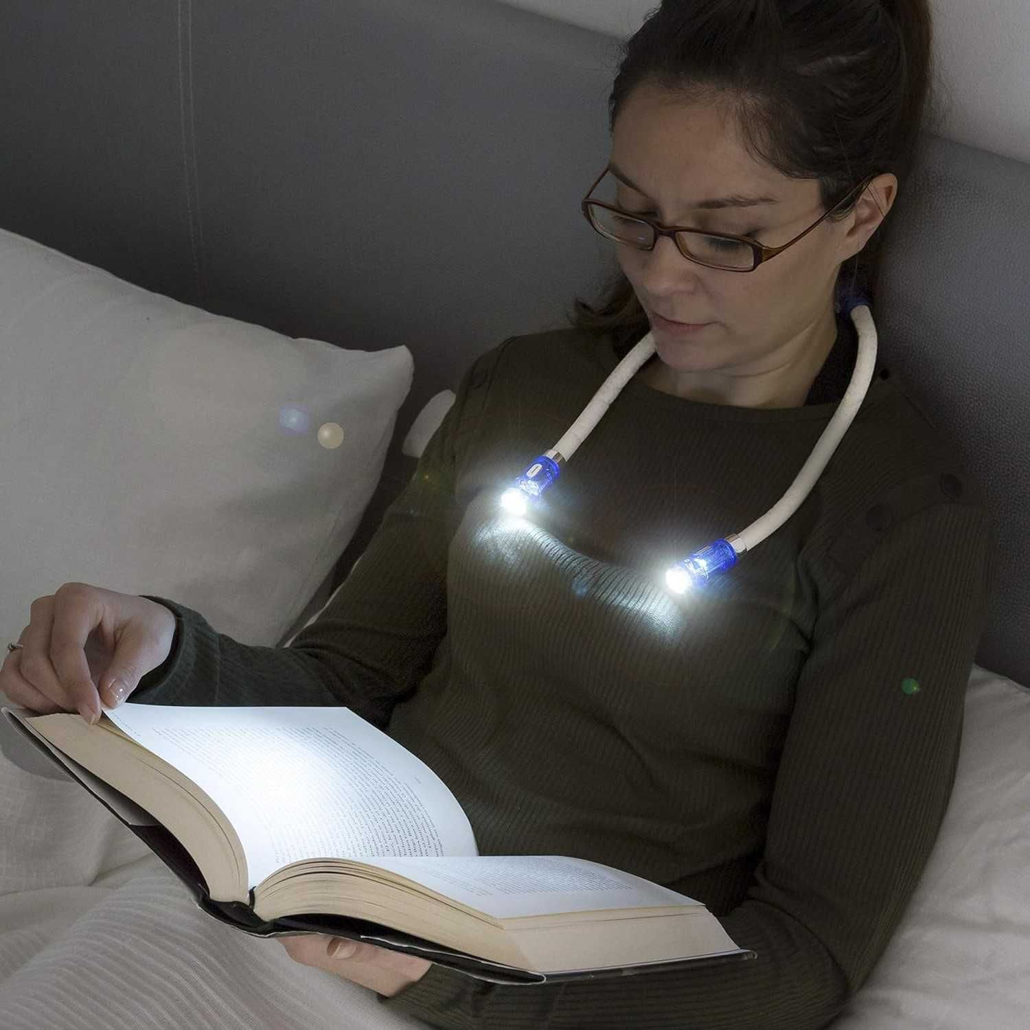 Lampa pentru citit flexibila, cu 4 LED-uri, portabila, cu baterii, alb