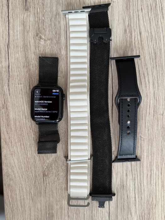 Apple Watch Series 7 (GPS) – 45mm, Culoare Midnight, Carcasă Aluminiu