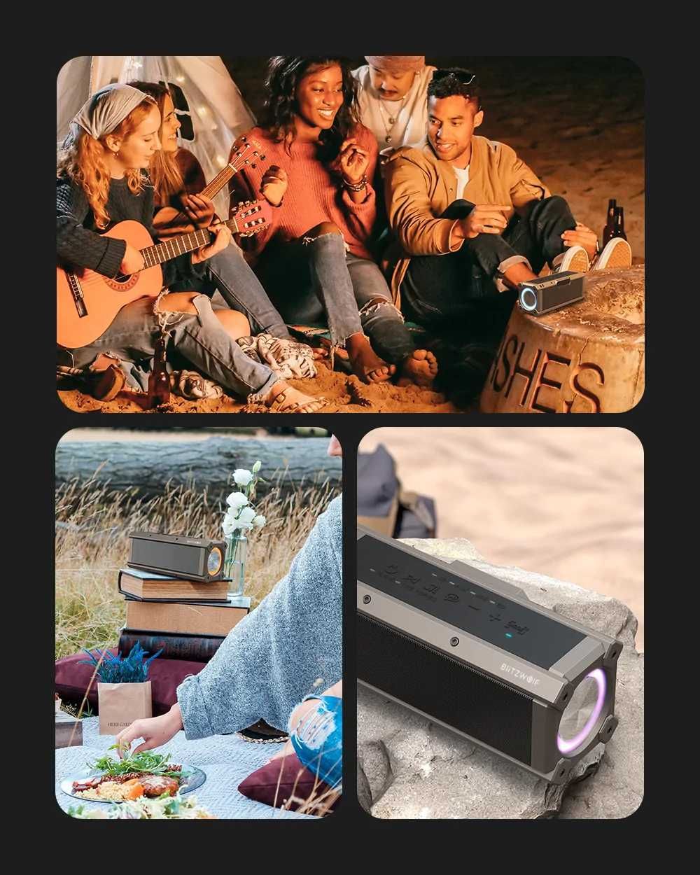 Безжична колона Blitzwolf BW-WA3, 100W, 5000mAh, RGB, Bluetooth 5.0