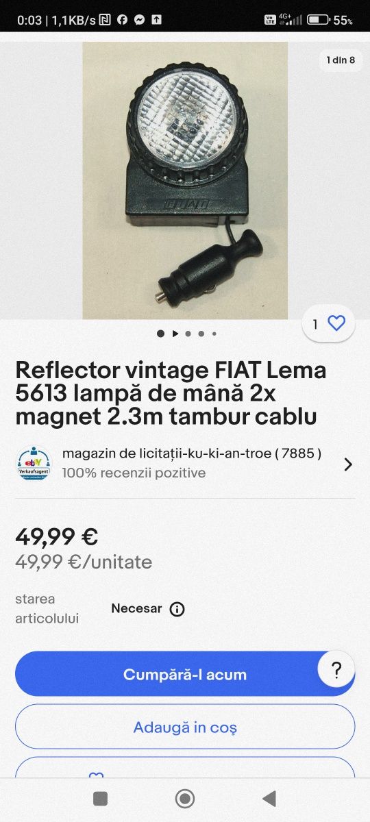 Reflector auto vintage FIAT Lema 5613