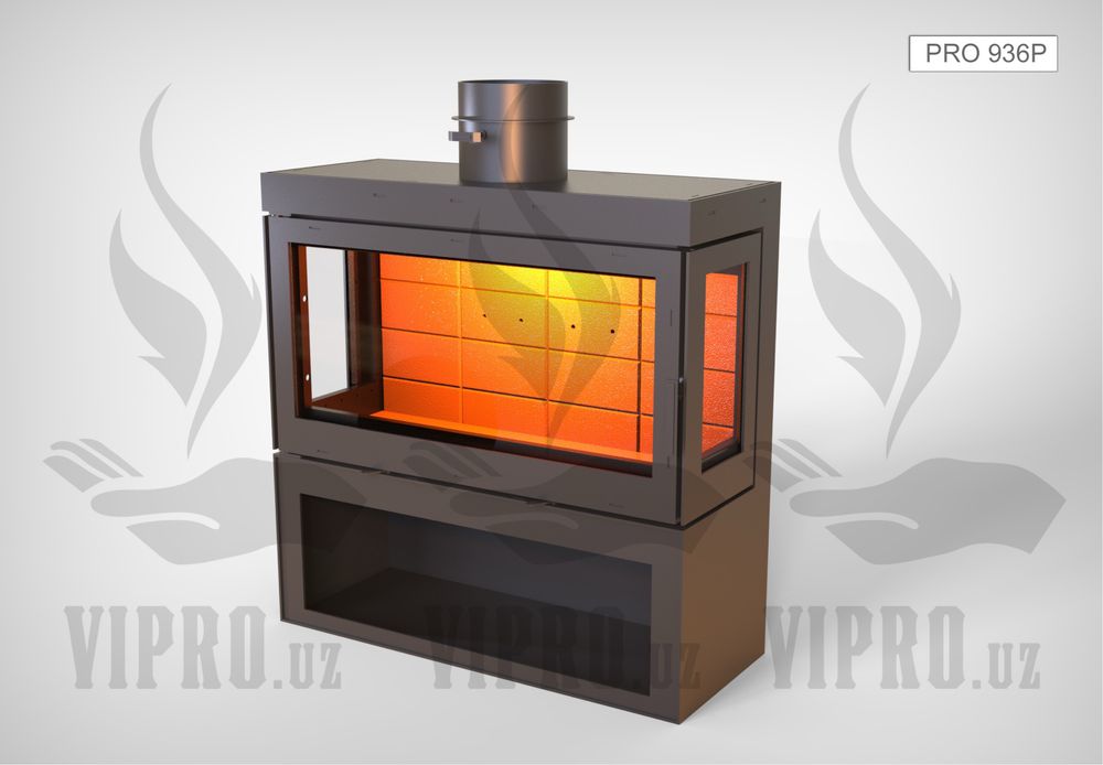 Камин “PRO-936P” в стиле минимализма,каминная топка,котёл,отопление