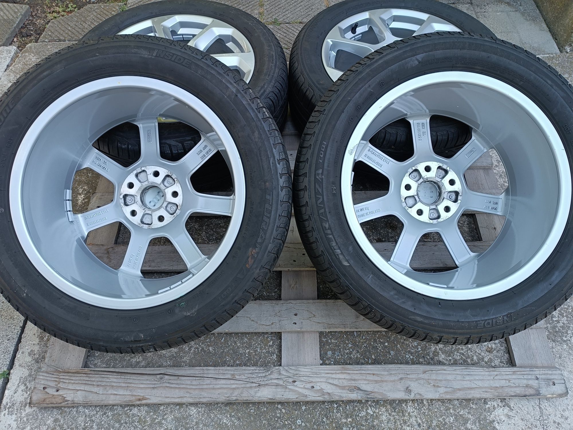 Лети джанти 17ки 5х112 + летни гуми 215/55/17 Bridgestone