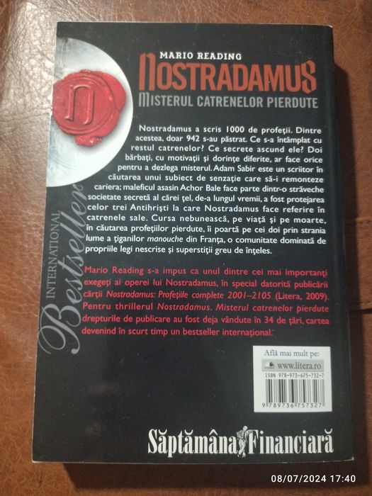 Nostradamus „Misterul catrenelor pierdute" Mario Reading