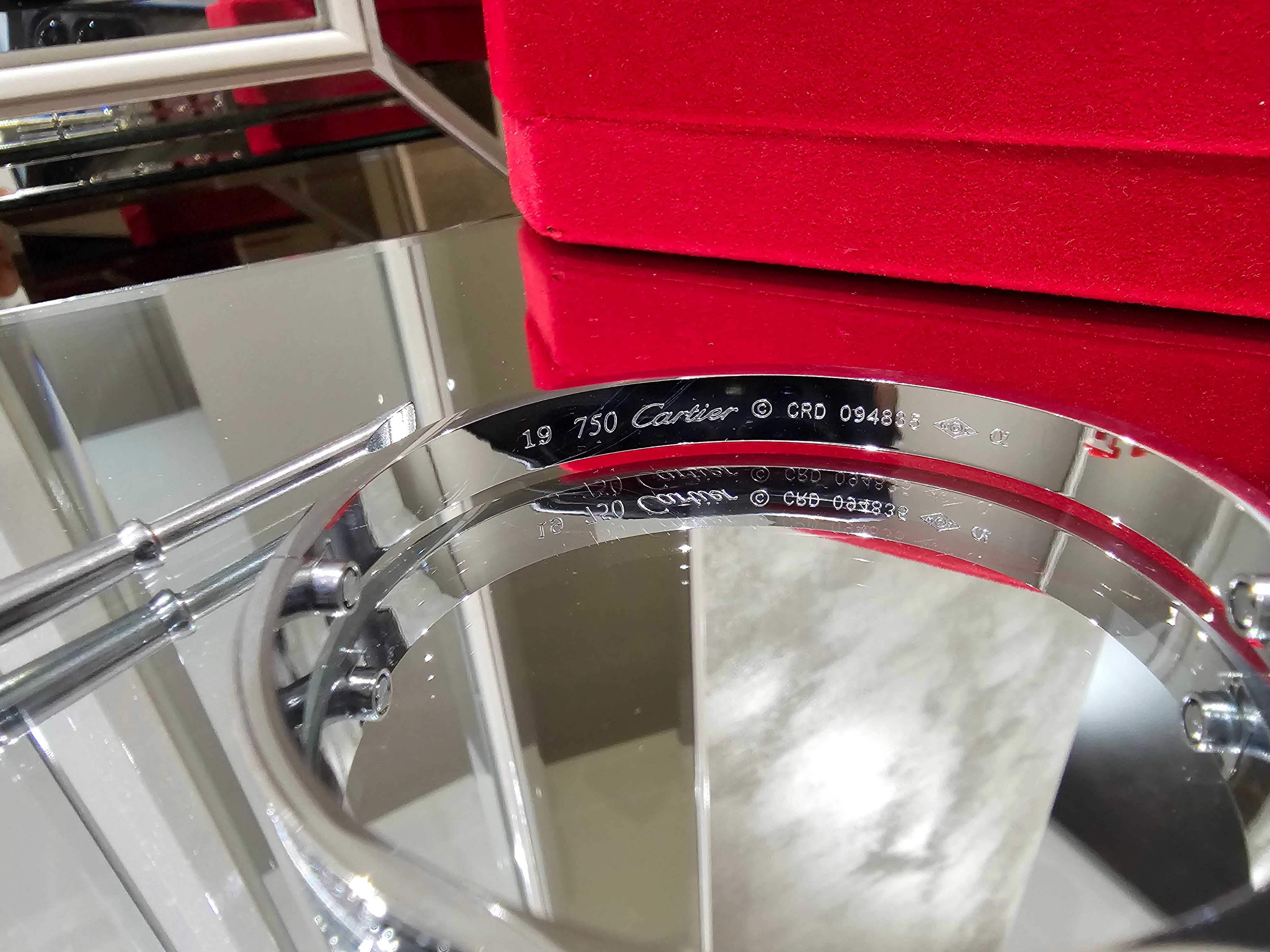 CARTIER Love Ceramic Paved White Gold Classic Diamond Гривна с Отверка