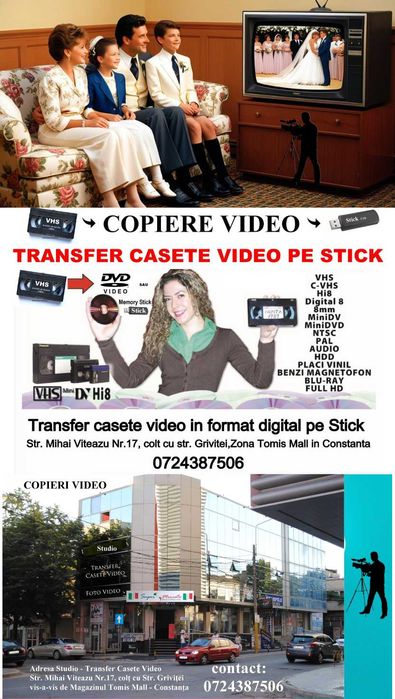 Copiere video casete vechi pe Stick USB/Constanța/Digitalizare rapidă