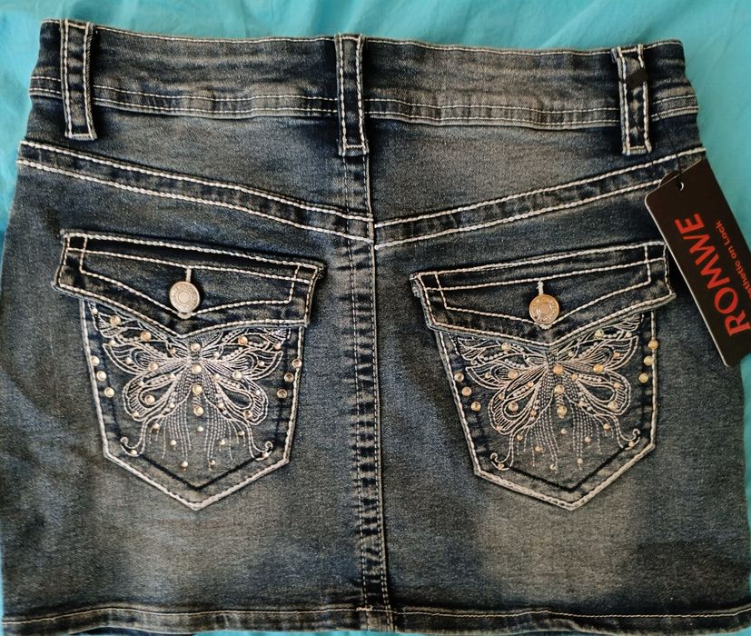 Дънкова пола с камъчета