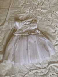 Празнична бяла рокля момиче 0-3 месеца