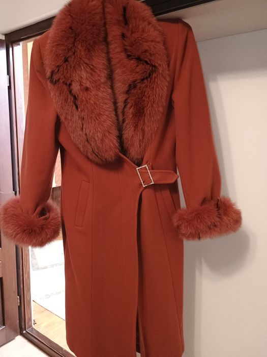 Palton Vivaldi cu guler de blana naturala