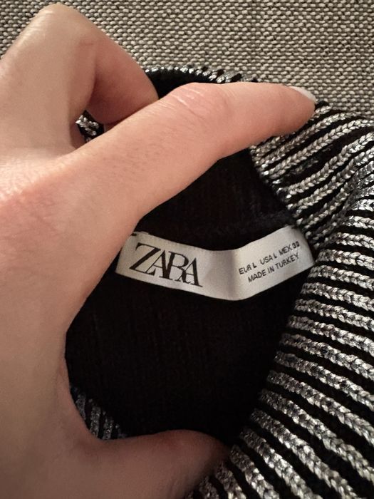 Zara сребърна плетена рокля