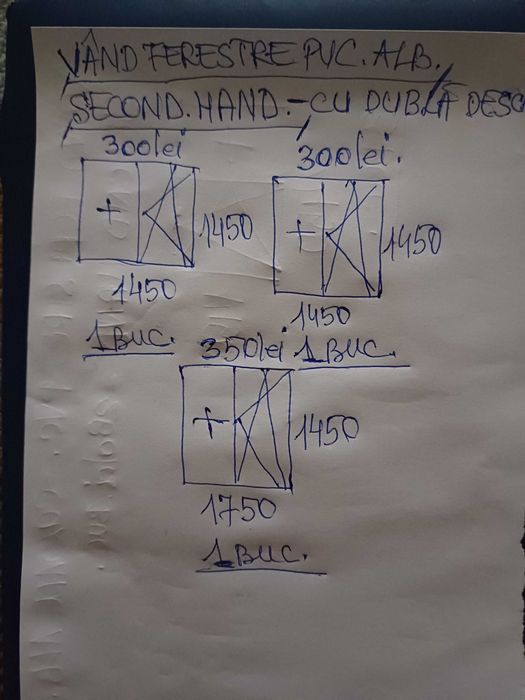 Vând ferestre PVC alb second-hand