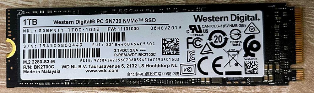 SSD 1TB Western Digital SN730 NVMe M.2 2280