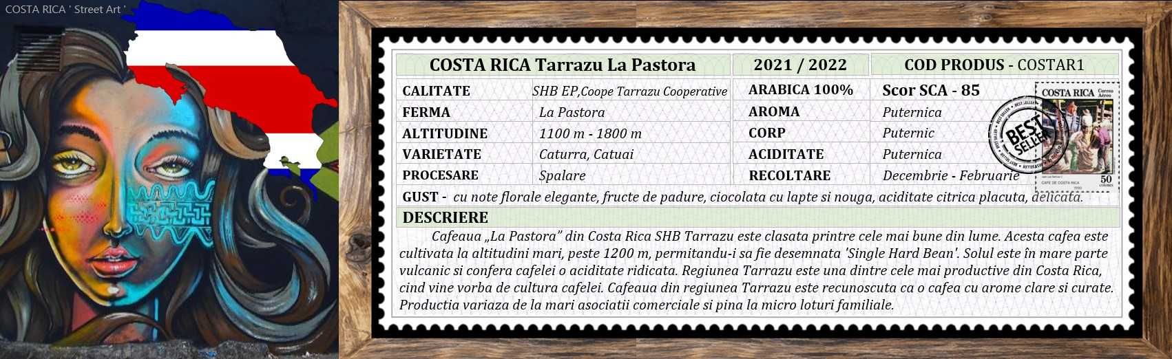 Cafea Verde COSTA RICA Tarrazu La Pastora 2022, Arabica 100%