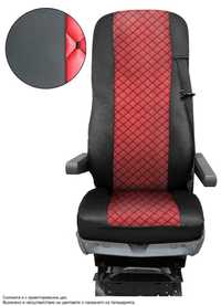 Кожени калъфи за седалки за ДАФ 106 / Черно с червено