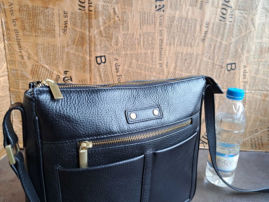 дамска чанта,черна кожена торба-естествена кожа,нова,малка