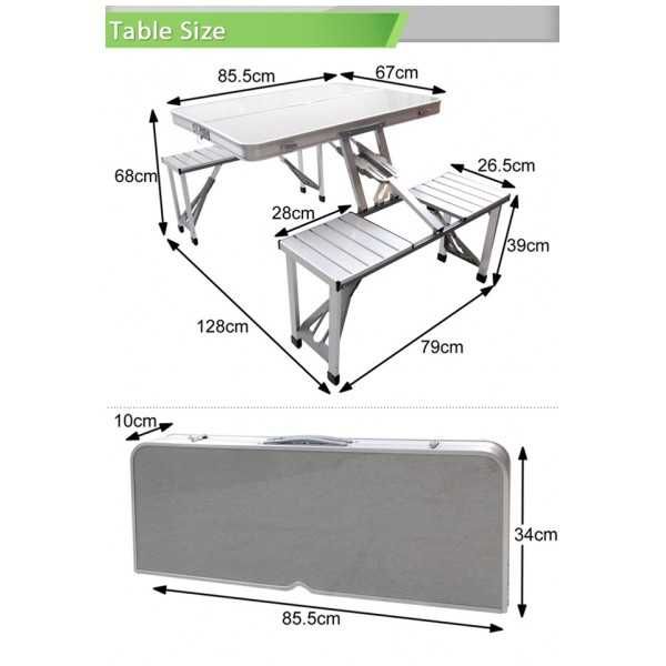 Сгъваема маса с 4 стола тип куфар за къмпинг риболов пикник градина