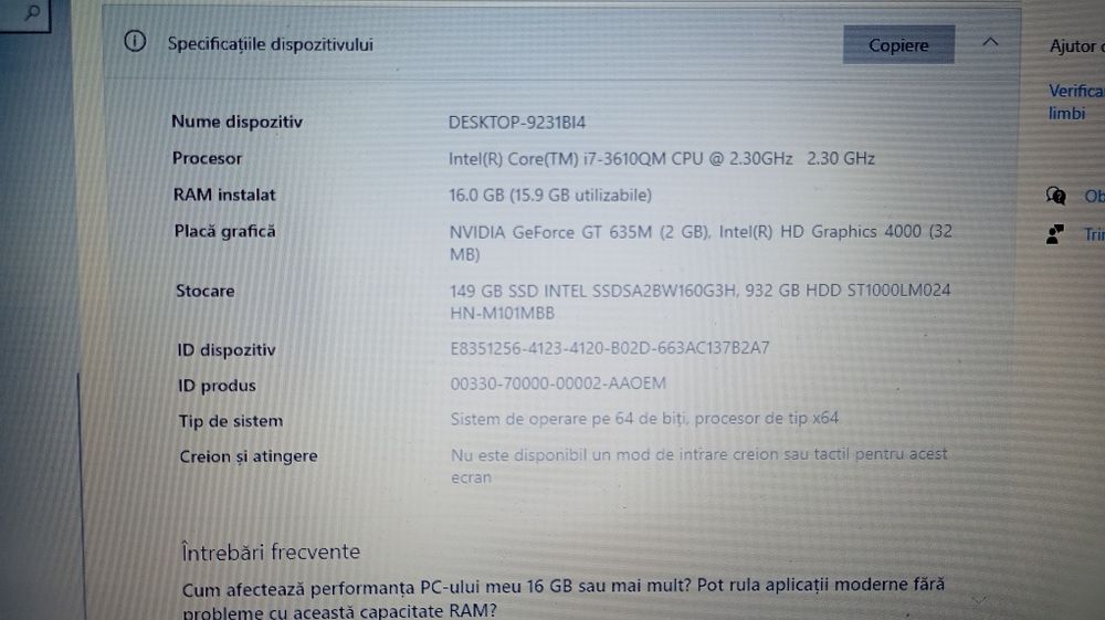 Leptop hp i7 ..16gb ram...