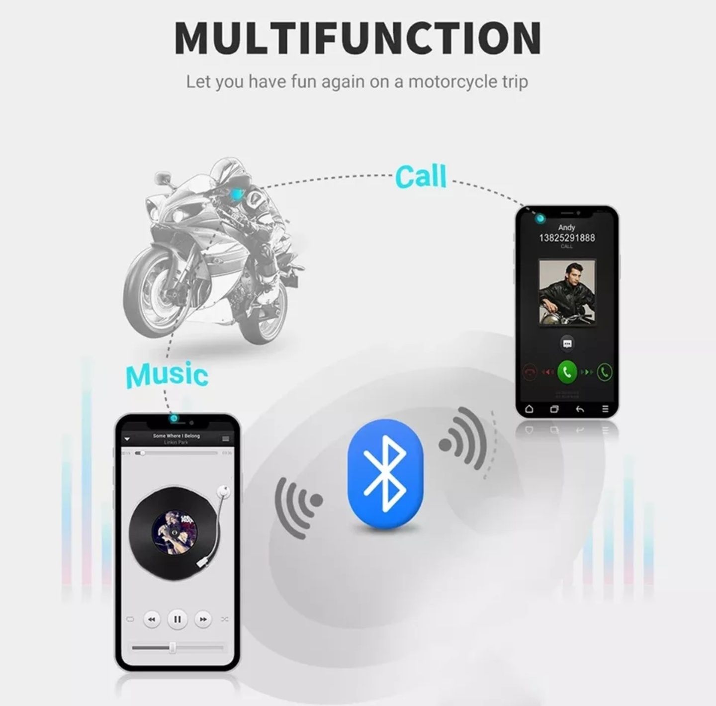 Casca Bluetooth BT-22 moto ATV intercom